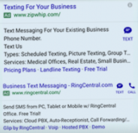 extension de anuncios por sms y llamada en google adwords